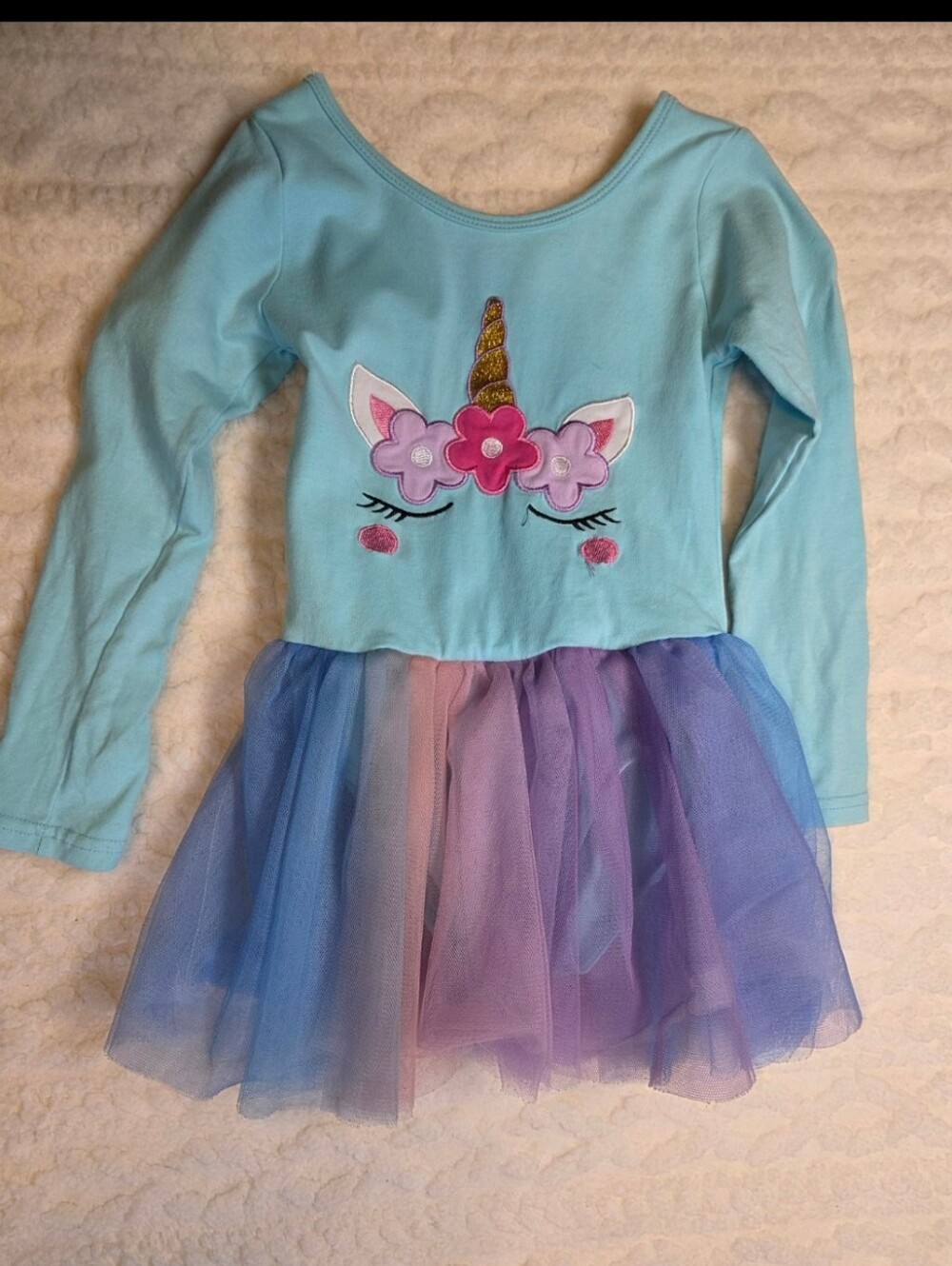 Girls Unicorn Tutu Leotard Dress Size 120 Pastel Blue Pink Purple (5T)